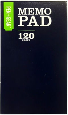 Pen & Gear black memo pad, imported from the UK