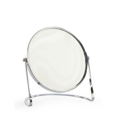 George Home Chrome Toned Round Bathroom Mirror with Stand 18.8cm