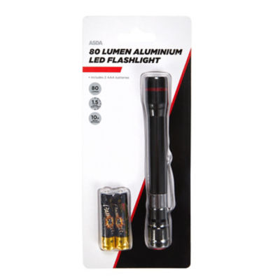 ASDA 80 lumen LED torch pen light impact resistant - British product
