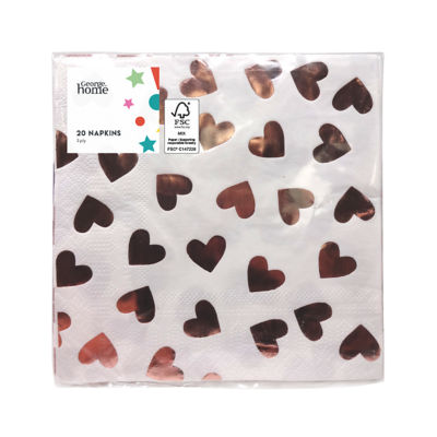 George Home Rose Gold Heart napkins 20pk, UK version