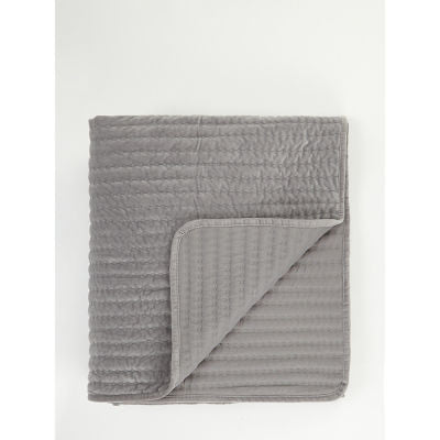George Home grey embroidered velvet throw 150cm x 200cm, UK version