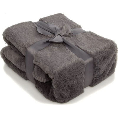 George Home charcoal faux fur throw, UK version