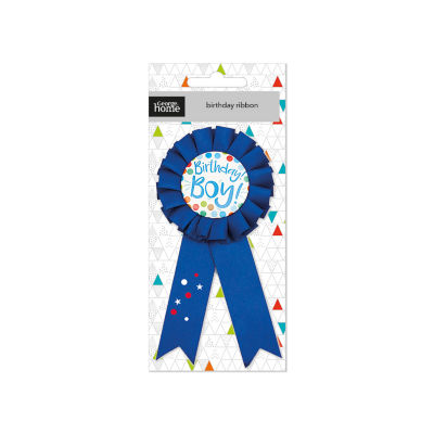 George Home boys happy birthday ribbon badge, UK version