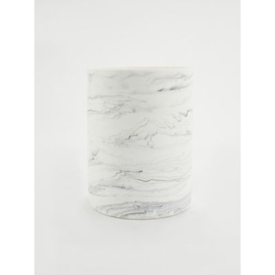 George Home White Marble Effect Bathroom Bin 18 x 18 x 23 cm
