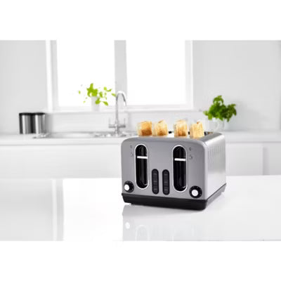 George Home Grey Stainless Steel 4 Slice Toaster, UK version