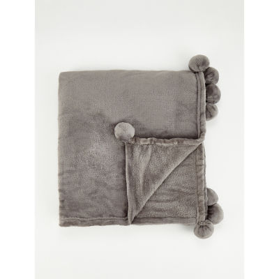 George Home charcoal pom pom throw 150cm x 120cm, UK version