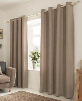 George Home Mink Textured Weave Lined Curtains, UK version