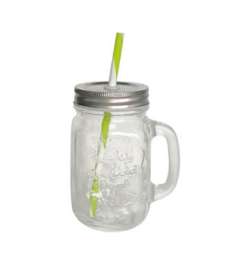 George Home glass mason jar with lid and straw, UK version