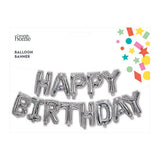 George Home silver happy birthday balloon banner with 13 letters, UK version