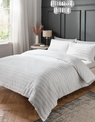 George Home White Tufted Cotton Duvet Cover Set Super King