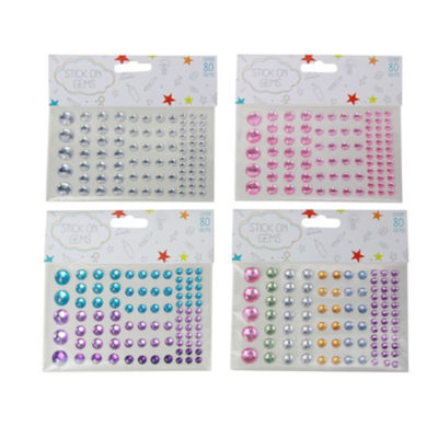 ASDA Stick Gems Assorted Craft Gems 80 Pieces
