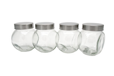 George Home glass and stainless steel spice jars, UK version