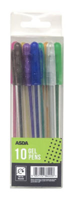 ASDA glitter gel pens assorted colours 10 pack - British product