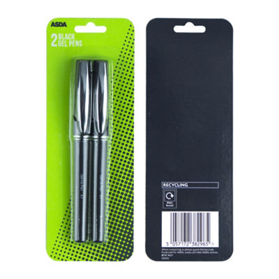 ASDA black ink gel pens 2 pack - British product
