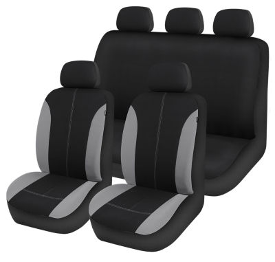 Car seat covers black grey 9-piece set - British product