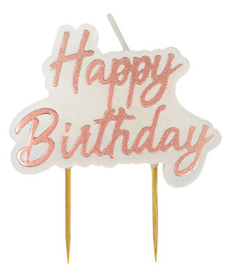 George Home Rose Gold Happy Birthday candle 1pk, UK version