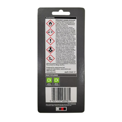 ASDA permanent markers black ink 3 pack - British product