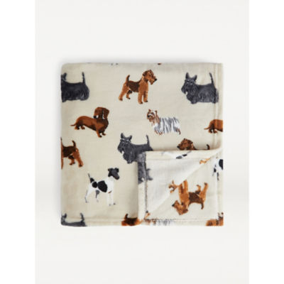 George Home Natural Dog Pattern Super Soft Dog Throw 120x150cm