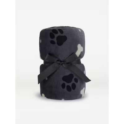 George Home Charcoal Paw Print Throw 120cm x 150cm, UK version