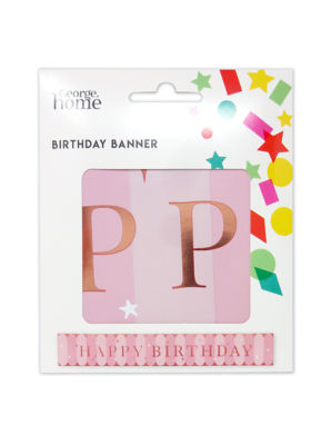 George Home rose gold happy birthday banner 2.6m, UK version