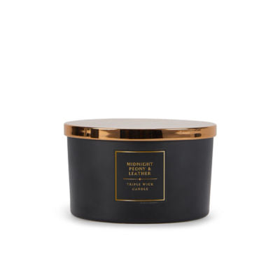 George Home Midnight Peony and Leather triple wick candle 450g, UK version