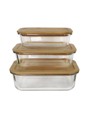 George Home glass food storers with bamboo lids in 1.5L, 1L, 640ml, UK version