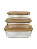 George Home glass food storers with bamboo lids in 1.5L, 1L, 640ml, UK version