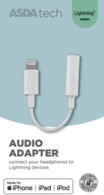ASDA Tech Lightning to 3.5mm aux adapter cable - British product