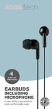 ASDA Tech wired earbuds black - British product