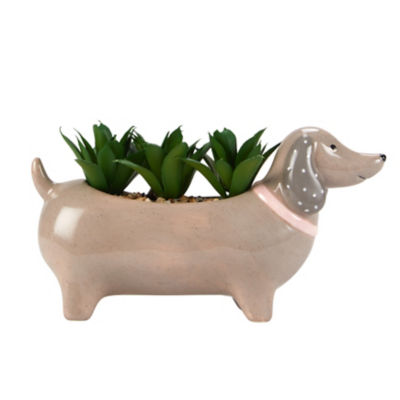 George Home Sausage Dog Pot Grey Ceramic 17cm, UK version