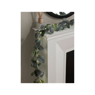 George Home Green Lambs Ear Decorative Light Up Garland 170cm, UK version