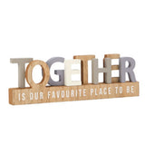 George Home freestanding wooden plaque white natural and grey 9cm, UK version