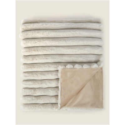 George Home natural ribbed faux fur throw 120x150cm, UK version