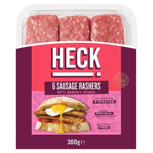 Heck 97% Smoky Pork Sausage Rashers 6 pack 300g, UK version