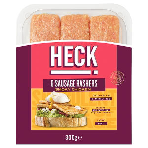 Heck smoky chicken sausage rashers 6 pack 300g, UK version