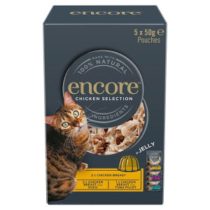 Encore wet cat food chicken selection in jelly 5 x 50g pouches - British product
