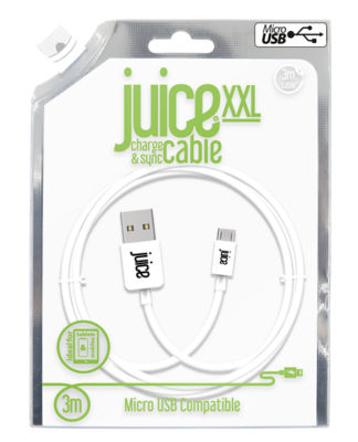 Juice white Micro USB charging cable 3m, UK version