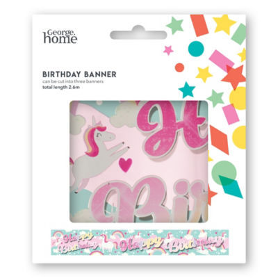 George Home Unicorn Birthday Banner 2.6m, UK version