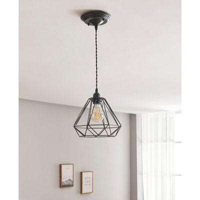 George Home black wire triangle pendant light shade, UK version