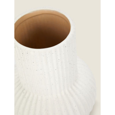 George Home white ribbed and speckled ceramic vase 22cm, UK version