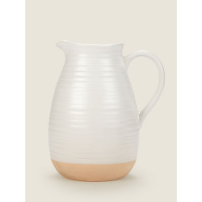 George Home White Ceramic Ribbed Water Jug