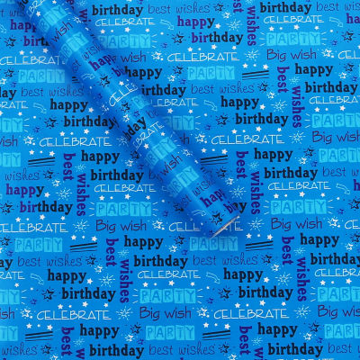 George Home Blue Happy Birthday Text Wrapping Paper 8m