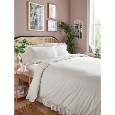 George Home Plain Frill Edge Double Duvet Cover