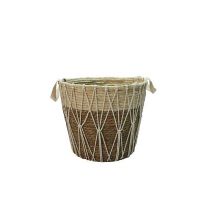 George Home natural woven fringed storage basket, UK version