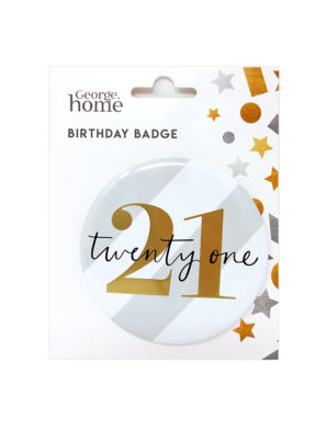 George Home Number 21 Birthday Badge Metal Pin Decoration 85mm