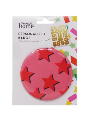 George Home pink personalised badge 85mm diameter - British product