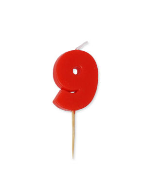 George Home red number nine candle 9 with bamboo stick, UK version