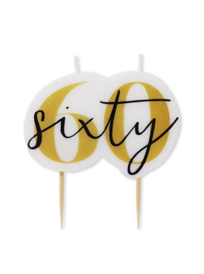 George Home 60th birthday number candle 70 x 50 x 7 mm, UK version