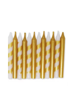 George Home gold candles diagonal stripe plain designs 12 pack, UK version