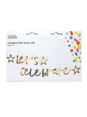 George Home Gold Garland with Letters and Stars Decorative Garland 2m String